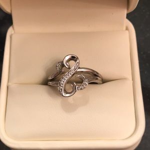 Open heart collection sterling silver diamond ring